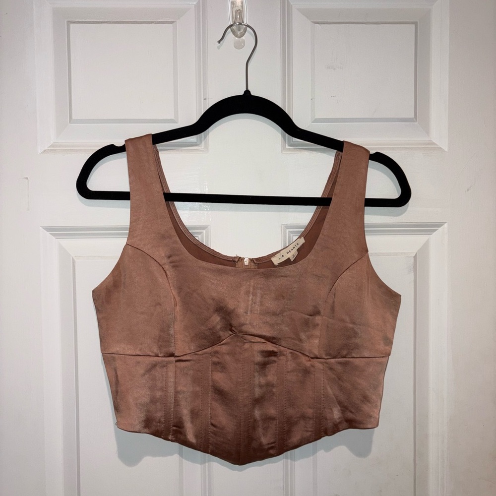 La Hearts Tan Crop Top
